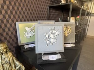 plaque funéraire en gres cérame et inox